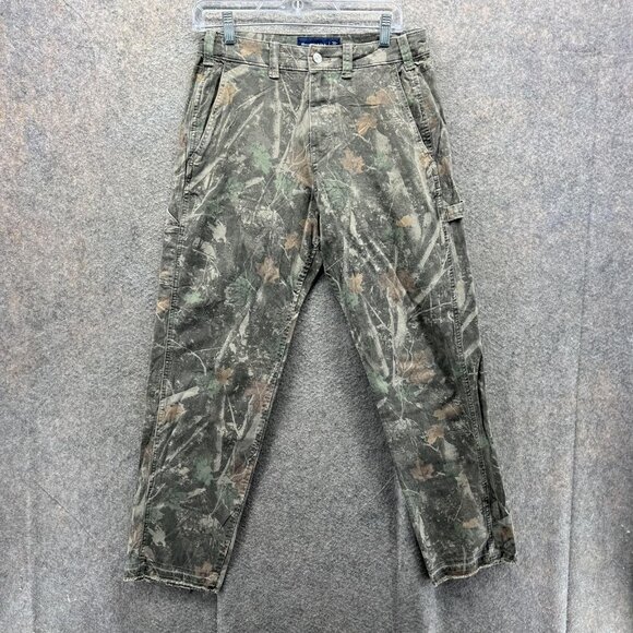 Vintage Abercrombie & Fitch Pants Mens 30x30 Green Camo Loose Cargo Hunting - Picture 1 of 10